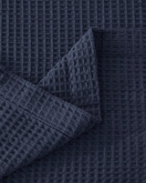 Linery & Co Waffle Weave Textured Cotton Blanket - Full/Queen - Navy