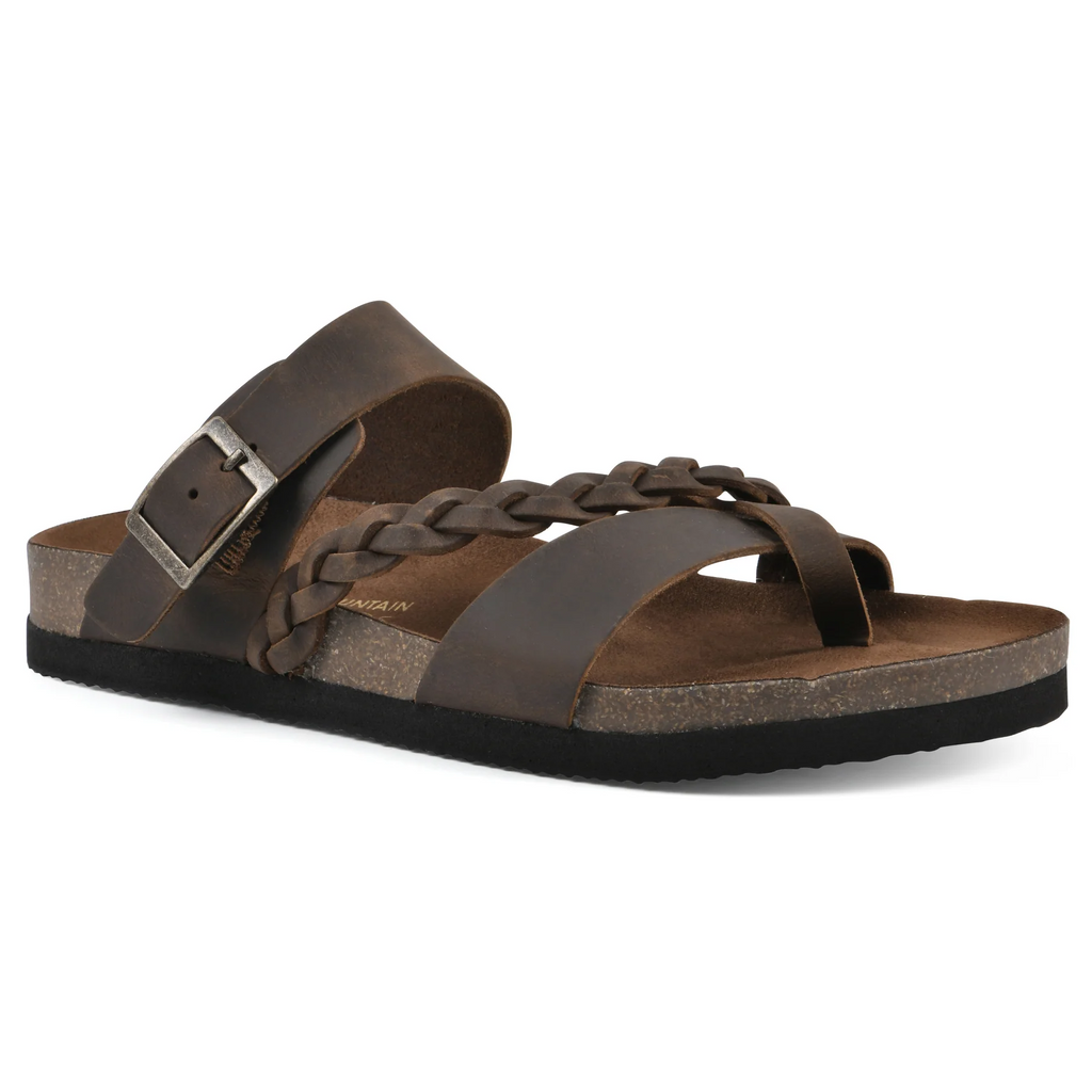 WHITE MOUNTAIN Women's Hazy Footbeds Sandal - Brown Leather - 9