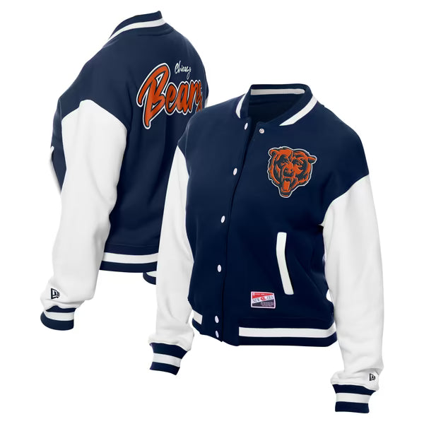 Chicago Bears New Era Women's Fleece Full-Snap Jacket - Navy - XL