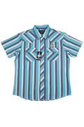 WRANGLER Men's XL Sport Western Snap Shirt - Turquoise/Navy/Red/White Stripe