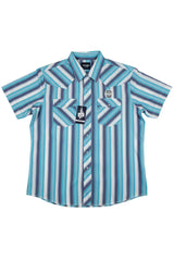 WRANGLER Men's XL Sport Western Snap Shirt - Turquoise/Navy/Red/White Stripe