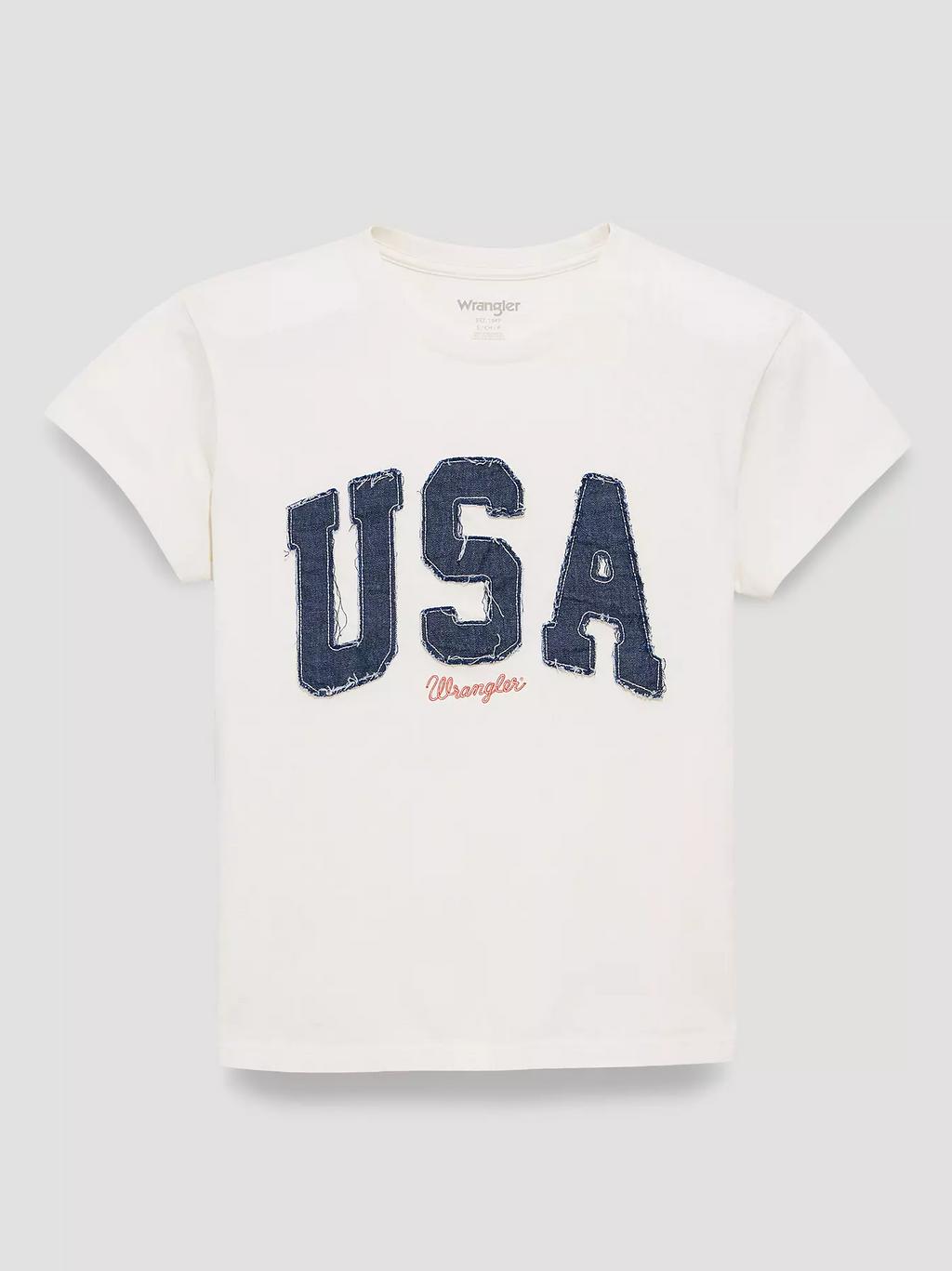 WRANGLER Women's LG USA Retro Regular Graphic Tee in Egret