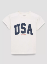 WRANGLER Women's LG USA Retro Regular Graphic Tee in Egret