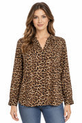 MICHAEL Michael Kors Women's Long Sleeve Leopard Print Blouse - XL