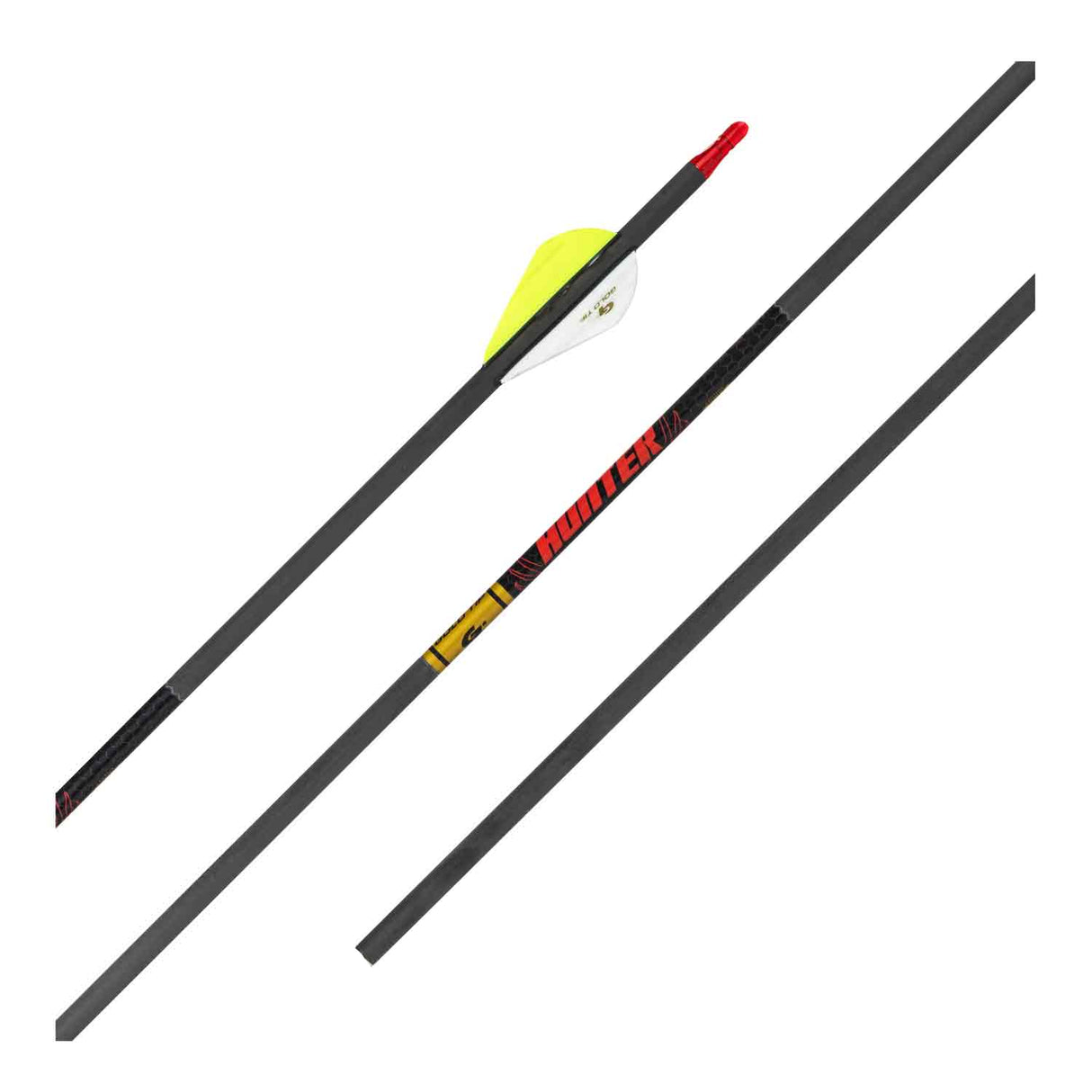 Gold Tip Hunter 340 Spine Shafts 2″ Raptor Vanes (Qty. 6) Neon Yellow/White Fletchings